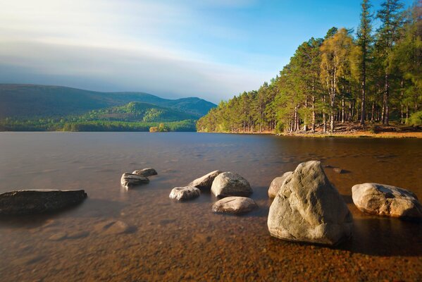 The beauty of the autumn river and stones