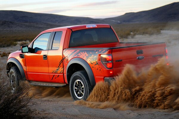 Photo red ford off-road speed