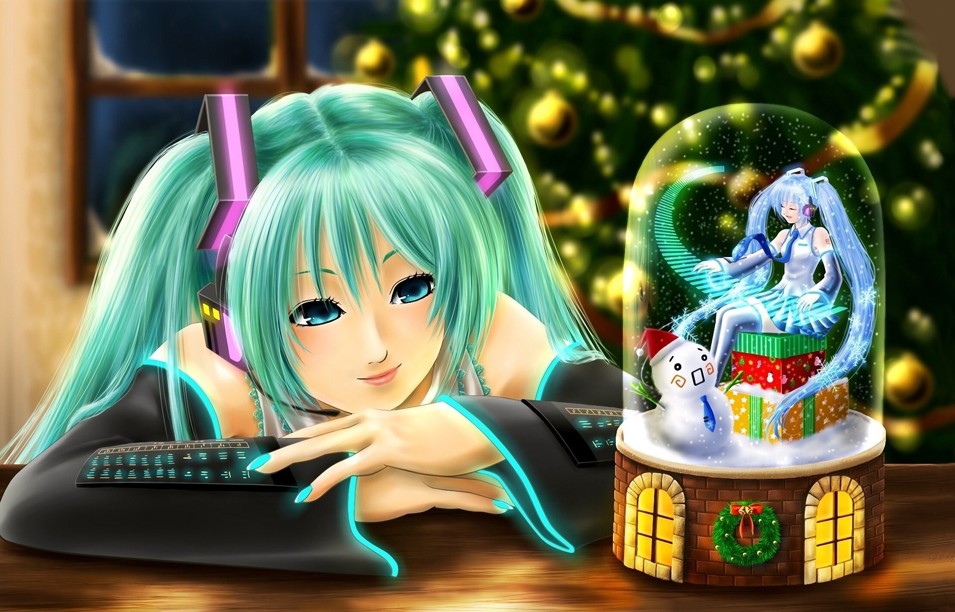 vocaloid chica hatsune miku recuerdo árbol de navidad abeto año nuevo