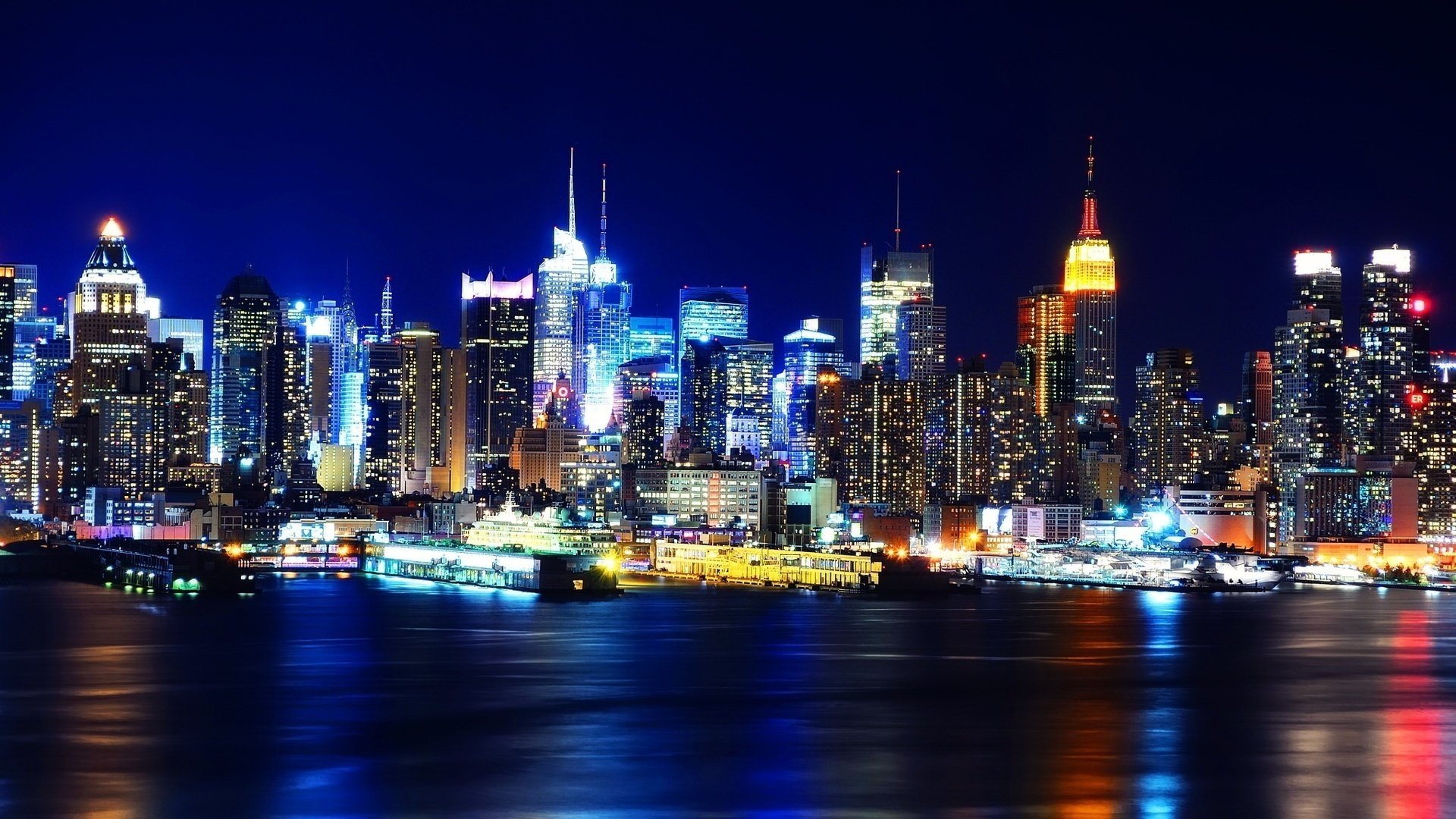 manhatten ночь new york night usa нью-йорк огни