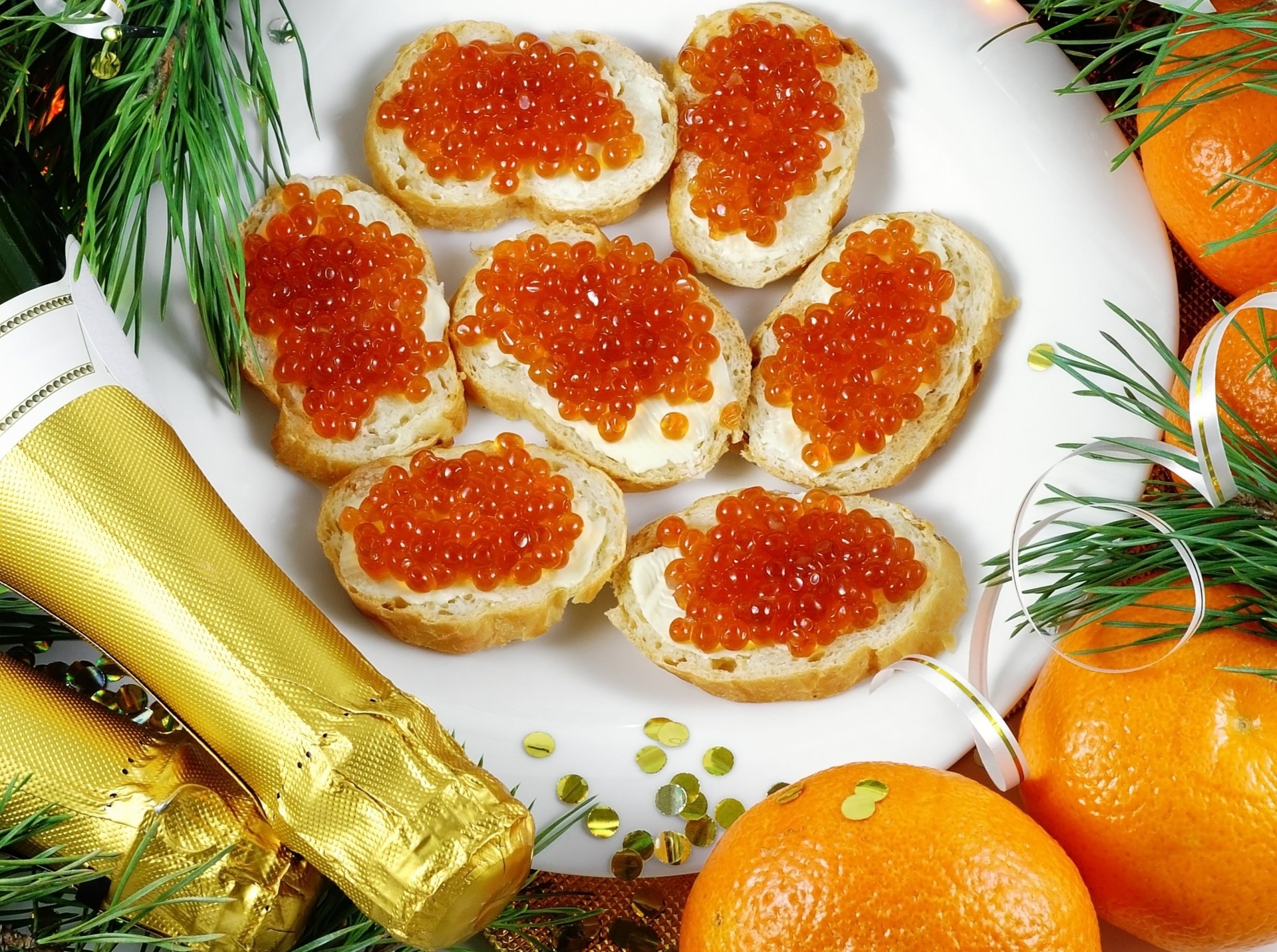 butter neujahr mandarinen sandwiches champagner kaviar