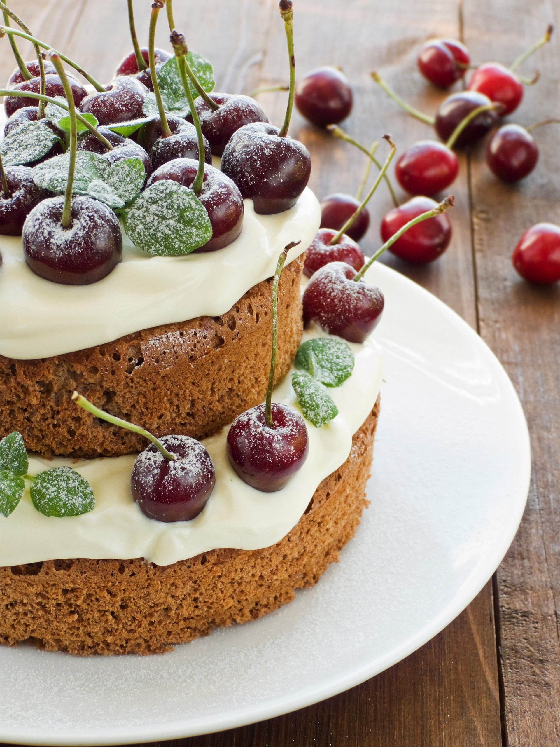 biskuit lecker creme kirschen süßigkeiten kuchen dessert