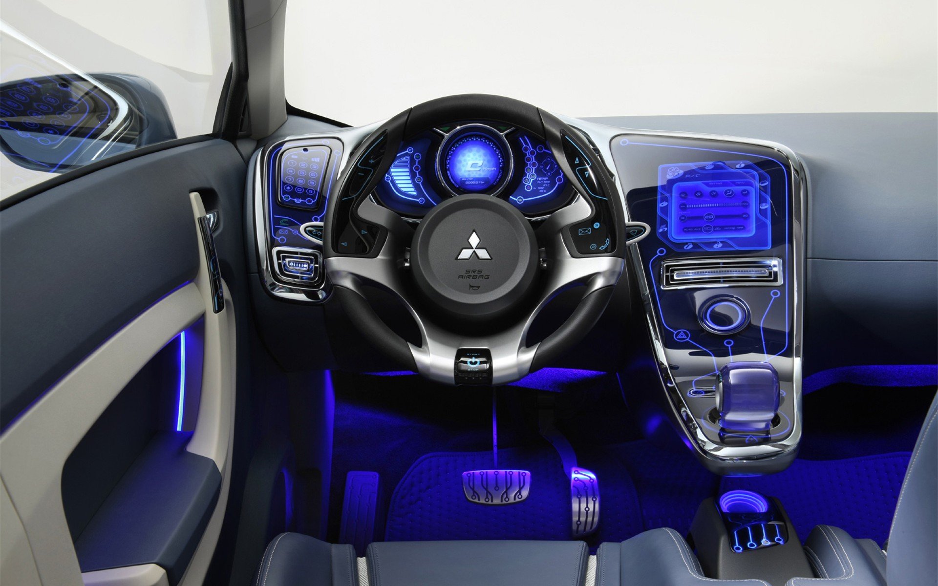 blue neon salon car