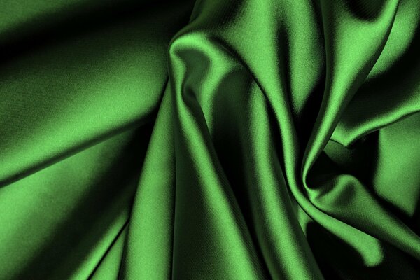 Texture of green satin fabric