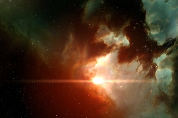 Пространство звездной туманности в свете планет