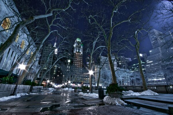 Luci notturne invernali a New York