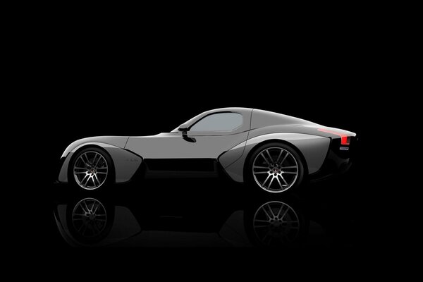 Conceptual sports car on a black background