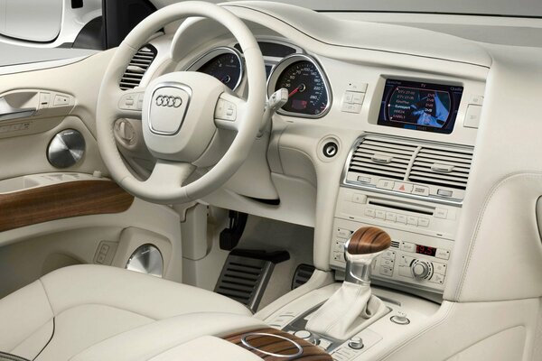 Intérieur blanc en cuir de voiture d Audi