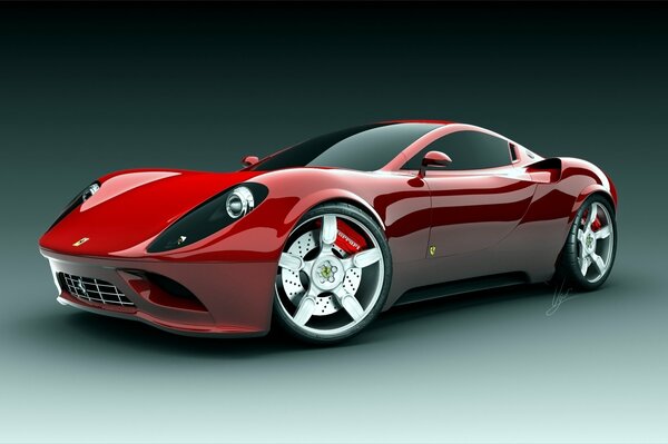 Ein schöner roter Ferrari wie ein Feuer