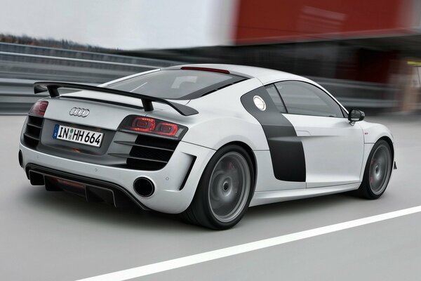 White Audi TT on the autobahn road