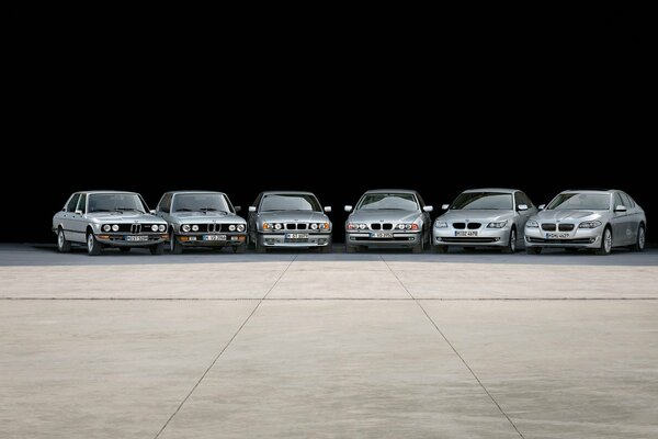 A car row of gray BMWs
