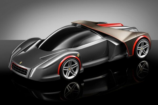 Modello 3D dell automobile di Ferrari di colore Nero