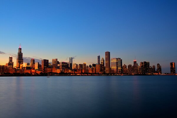 View of Chicago houses from the water