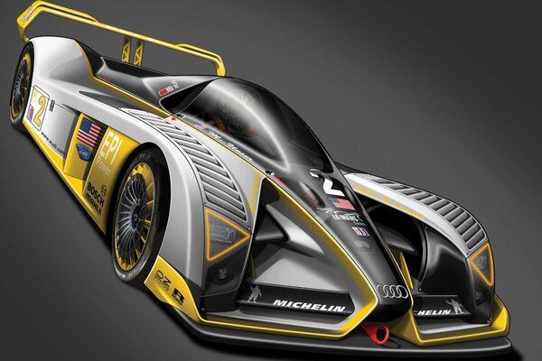 3D concept drawing of a racing car