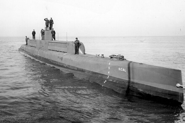 Submarine black and white photo of WWII