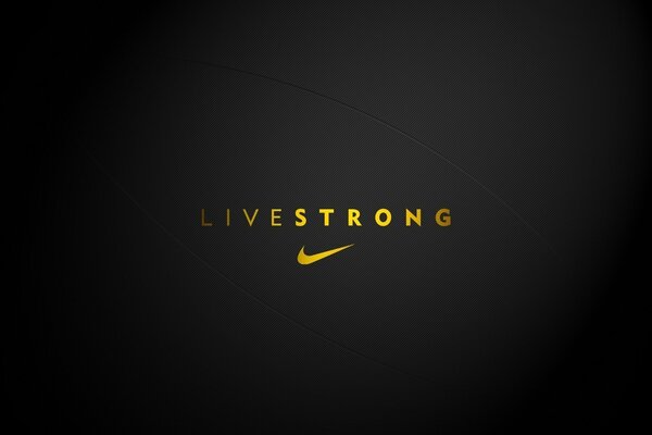 Golden nike logo on a black background