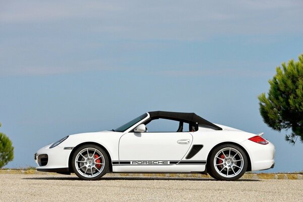 White Porsche sports car