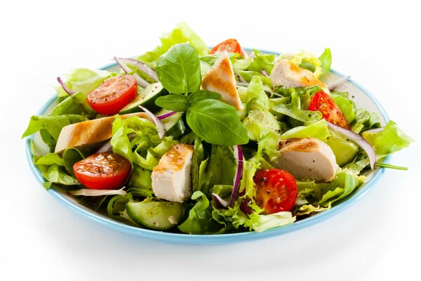 Salad with tomatoes and chicken