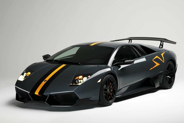 Powerful lamborghini with bright accents and spoiler