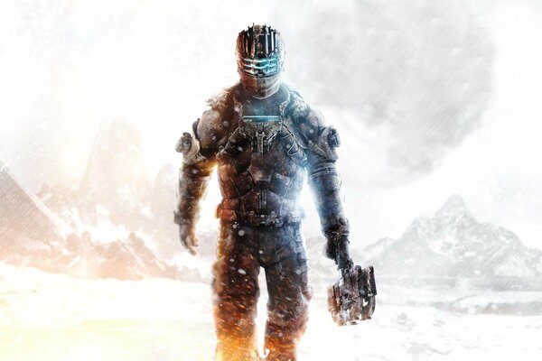 A man with a gun in dead space