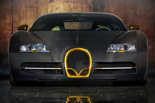 Schwarze Bugatti Vorderansicht