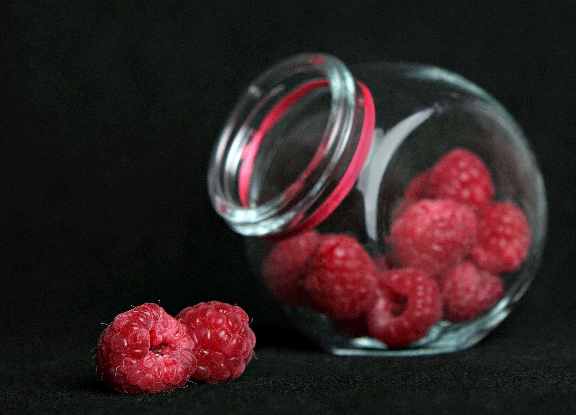 makro glas beeren himbeeren