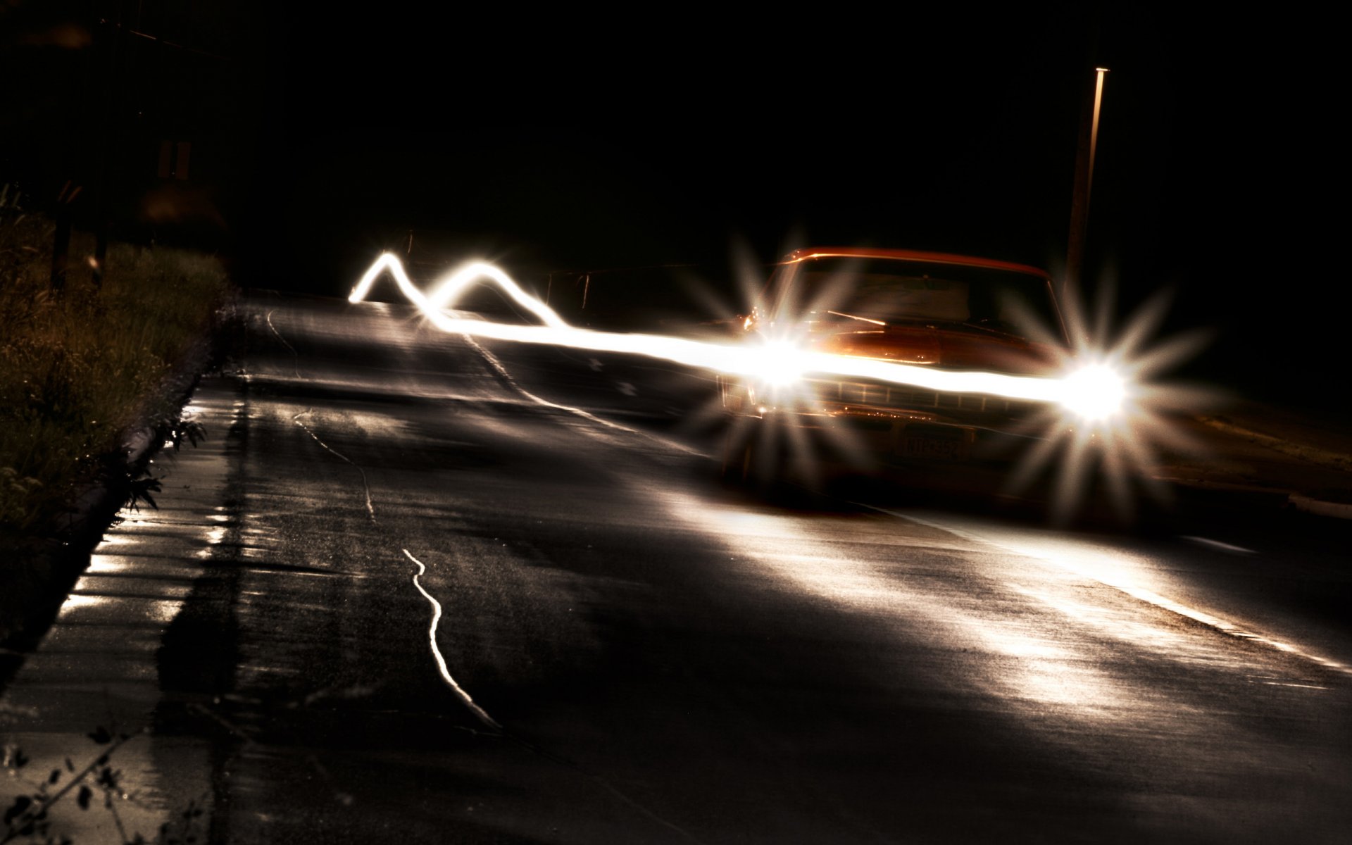 voiture nuit phares route chemin divers lumières voitures