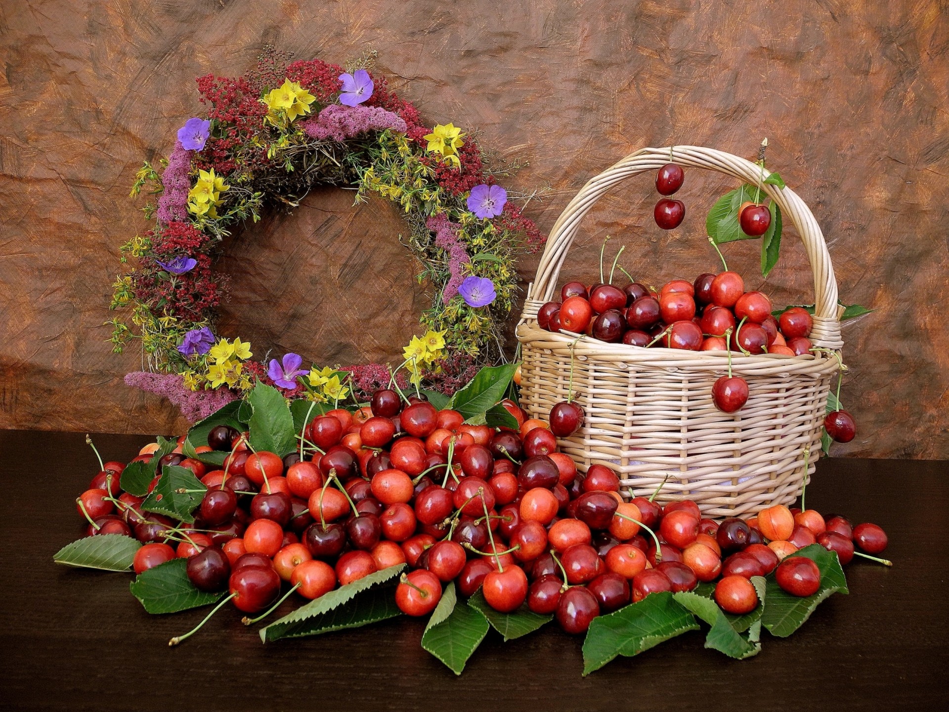 blatt korb beeren blumen krone bett sakura