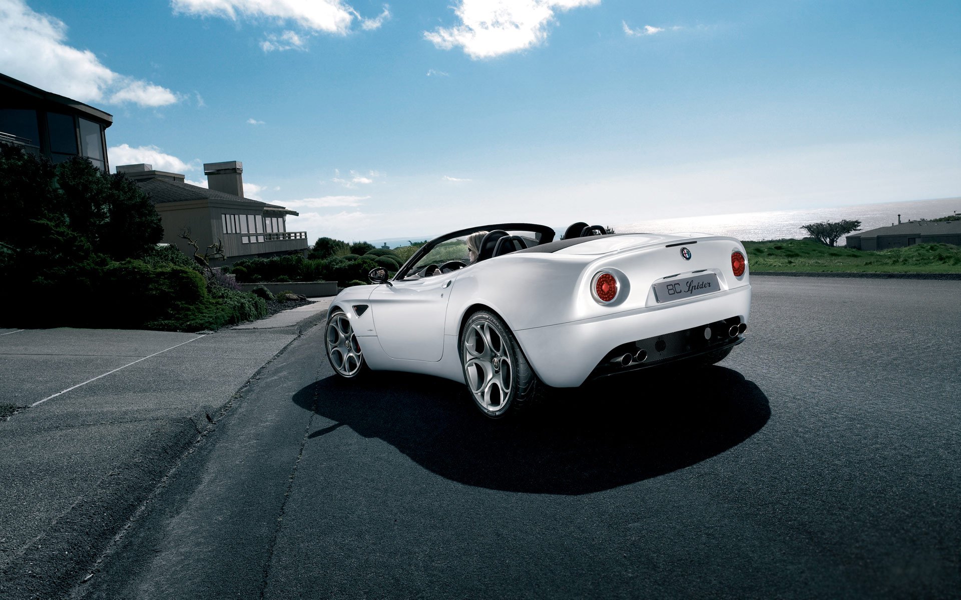 alfa romeo auto machine road house sky clouds alfa romeo