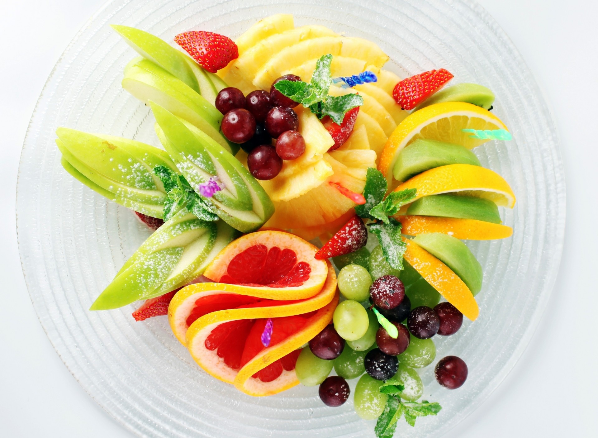 kiwi bananen minze obst trauben ananas salat grapefruit zitrone erdbeere gericht apfel