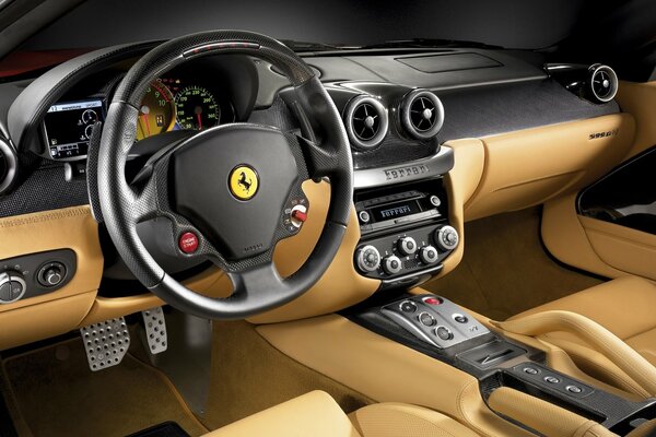 Ferrari-Salon aus beigem Leder