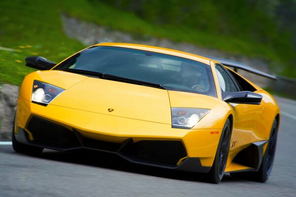 Lamborghini sports car in yellow