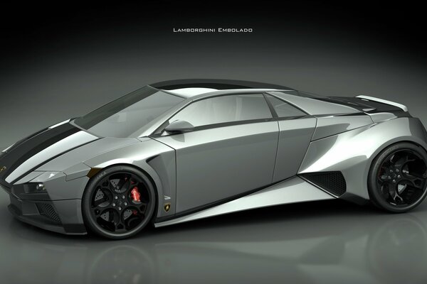 Grey lamborghini embolado on grey background