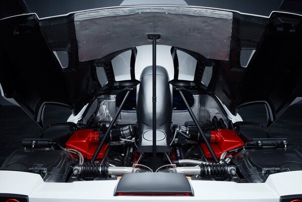 View of the ferrari enzo under the hood
