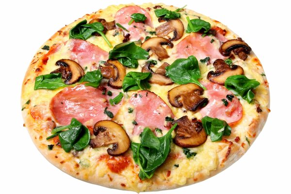 Pizza con funghi formaggio e salsiccia