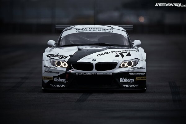 White BMW car front view