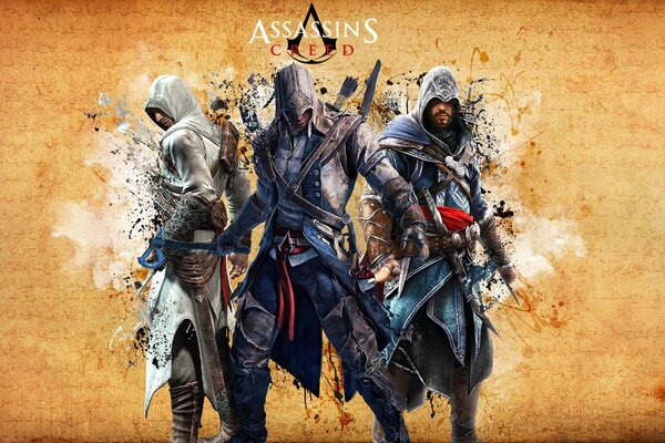 Tres asesinos en el protector de pantalla de Assassins Creed