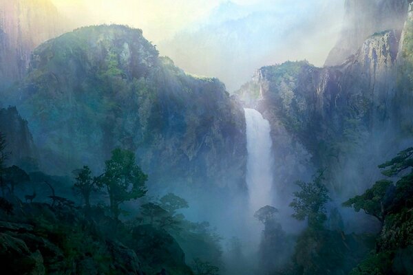 Водопад в горах это что-то фантастическое
