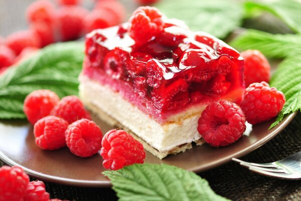 Délicieux gâteau à la crème aux framboises