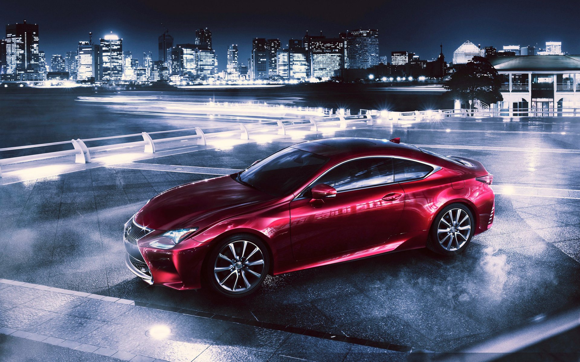 lexus rc 350 przystań noc miasto metropolia