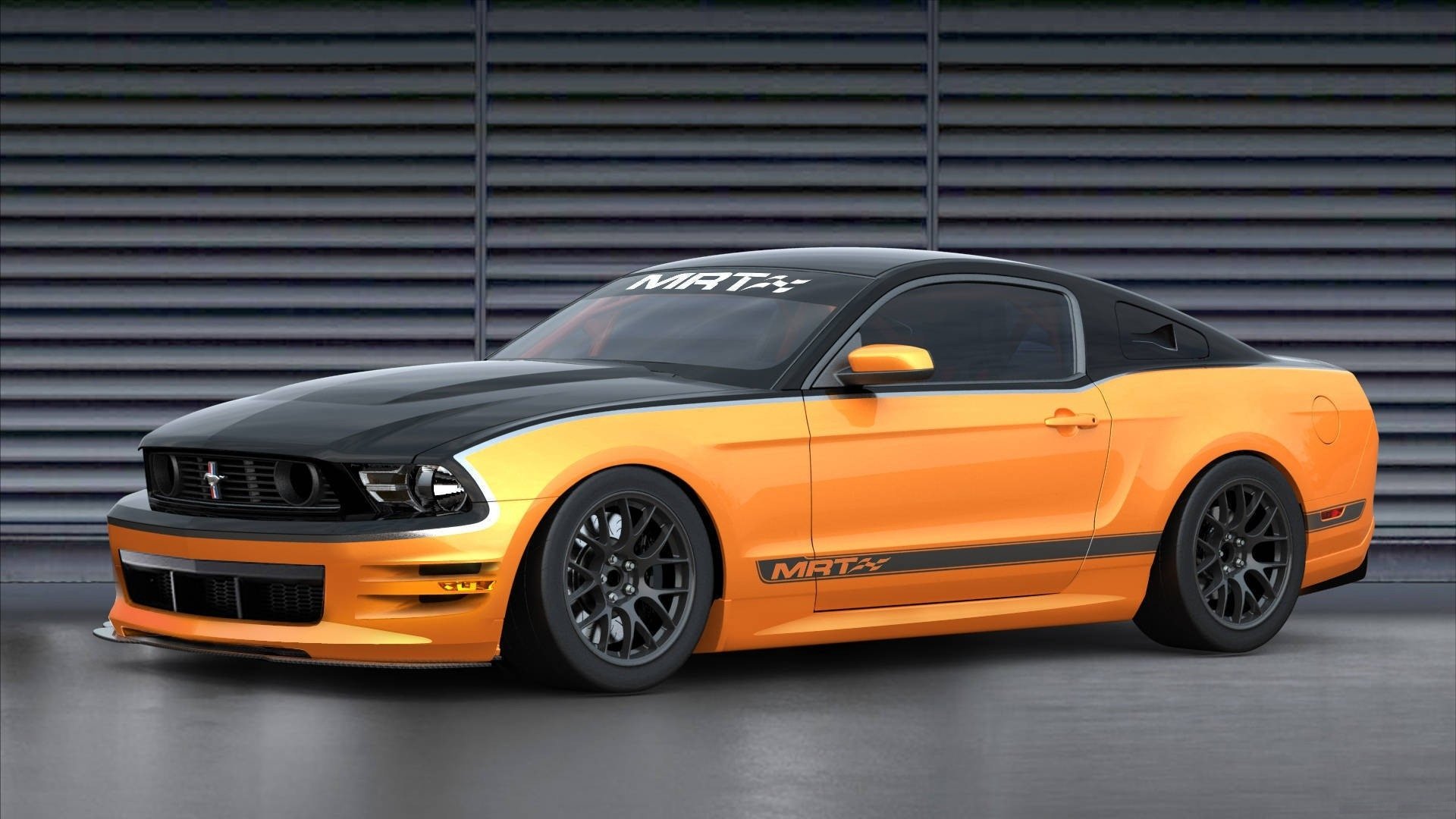 mustang ford orange schwarz tuning