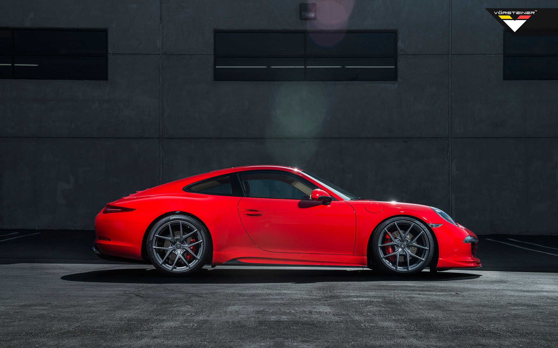 porsche 991 carrera s v-gt edition vorsteiner samochód auto czerwony bok