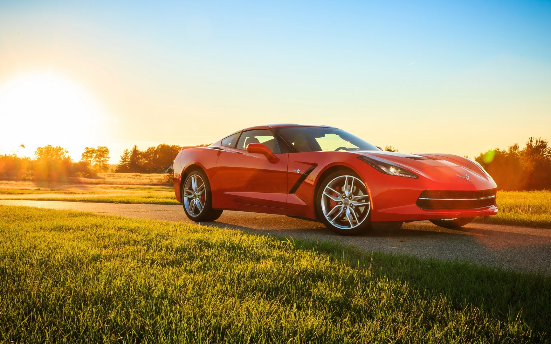 chevrolet corvette stingray voiture rouge corvette