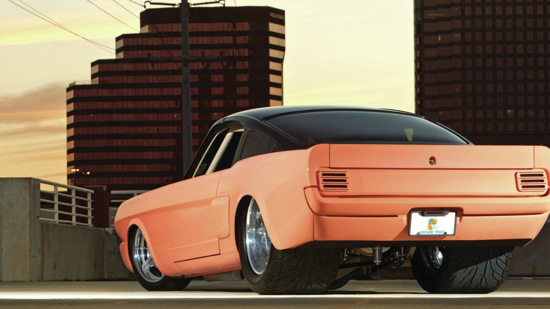 ford mustang fastback muscle car rear view