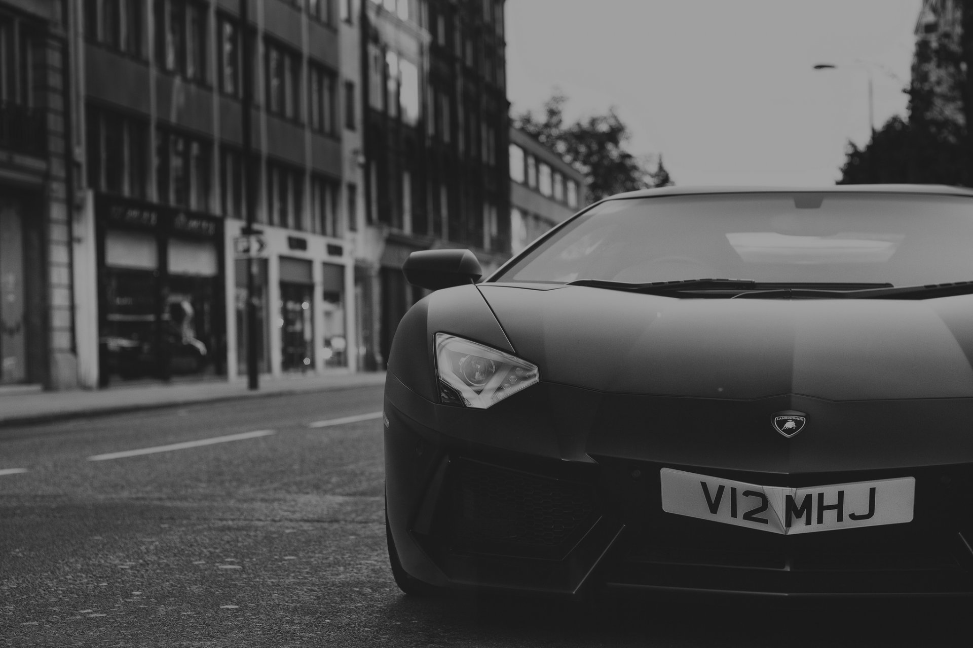 lamborghini aventador lp700-4 black supercar street front