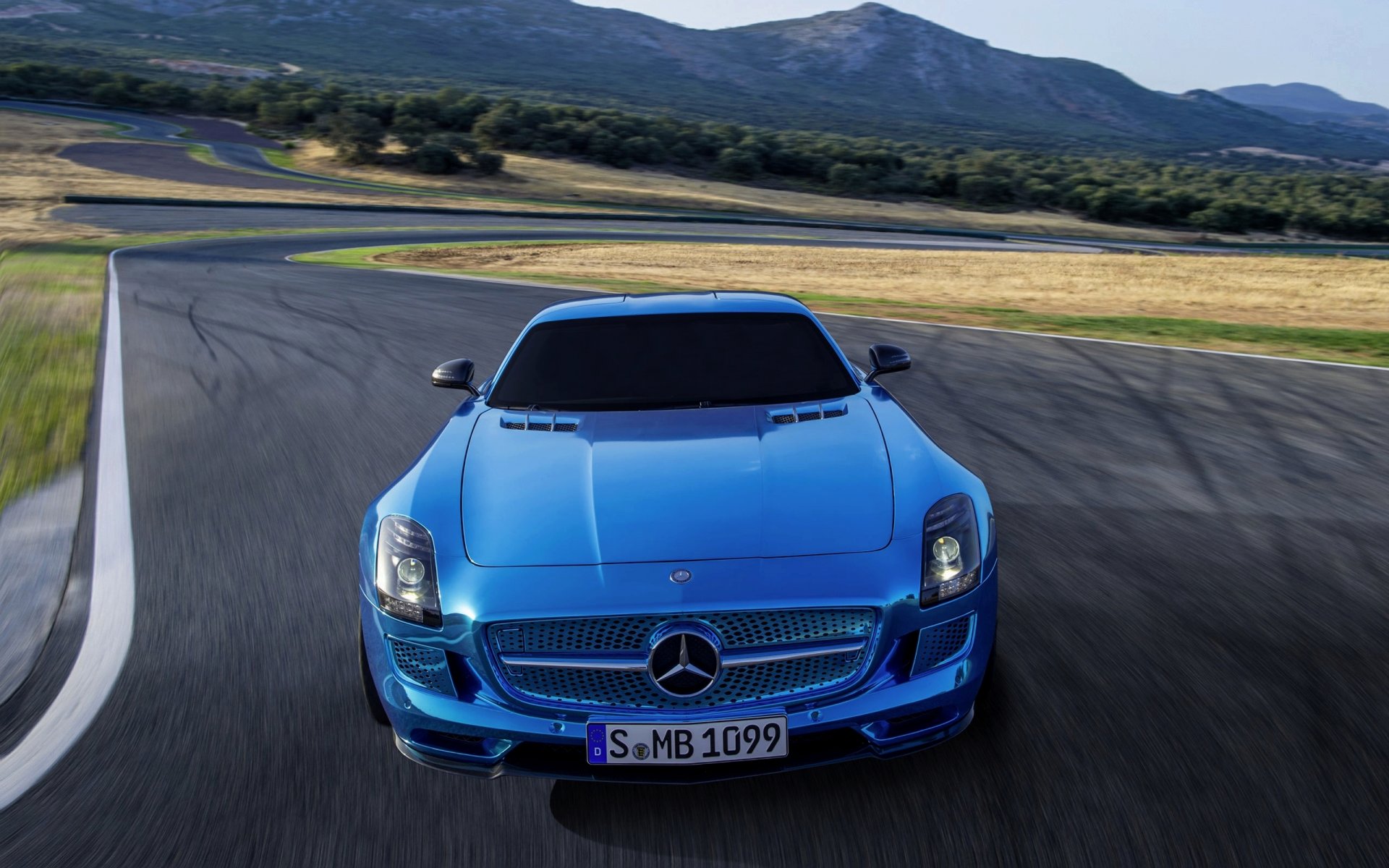 mercedes-benz sls amg front blau