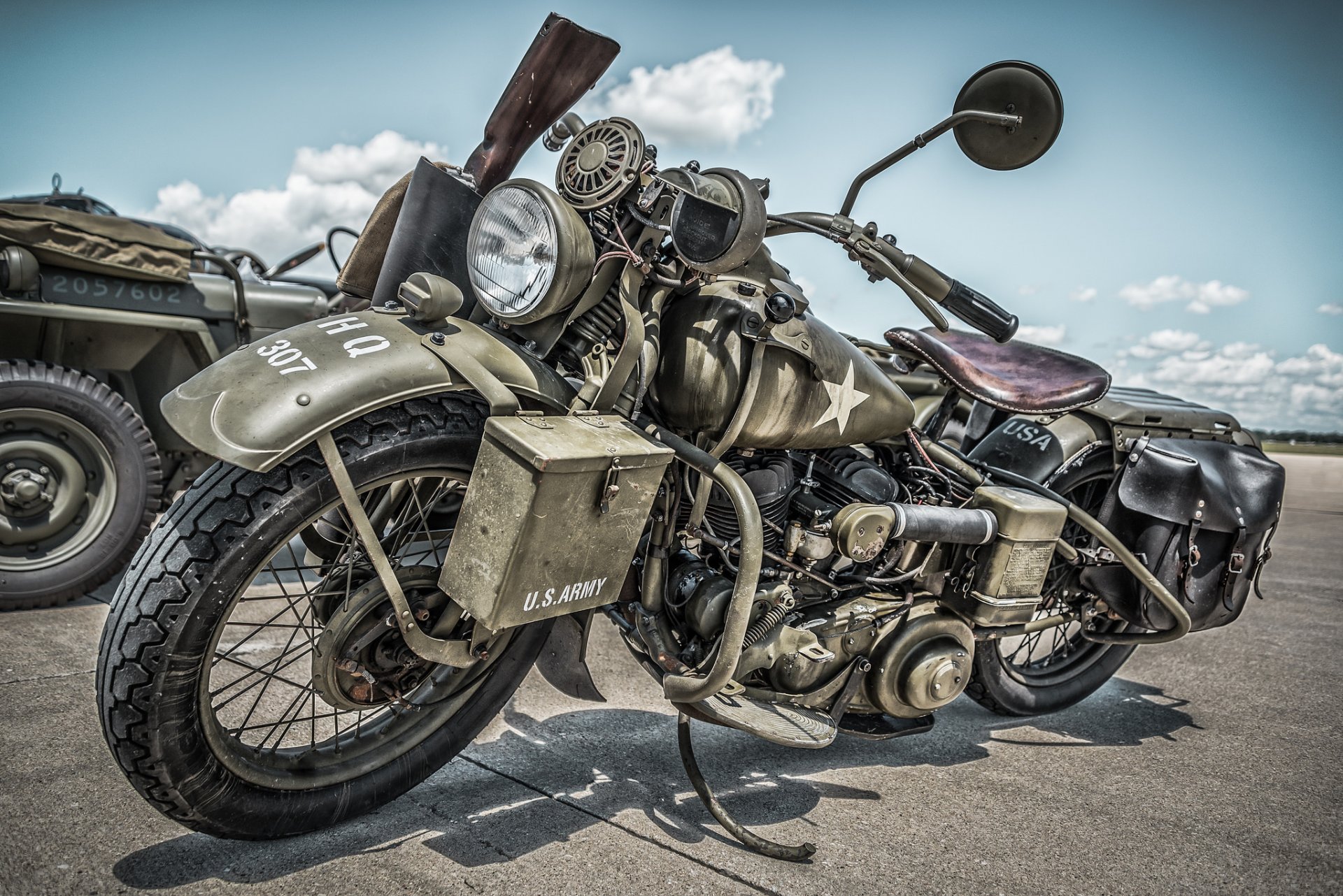 harley-davidson wla 1945 militaire moto