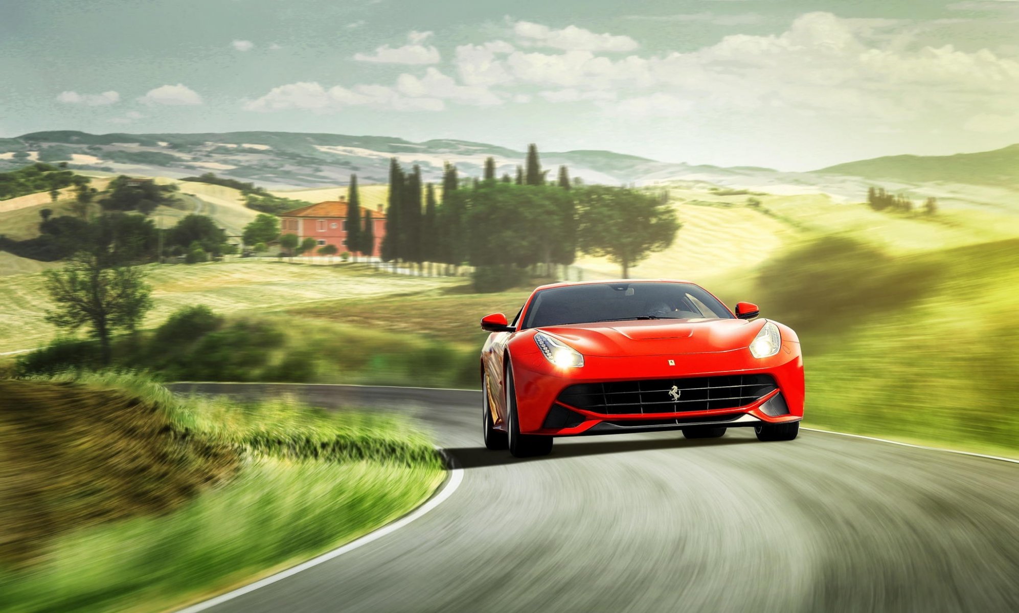 ferrari f12 berlinetta красные передние феррари берлинетта красная холмы