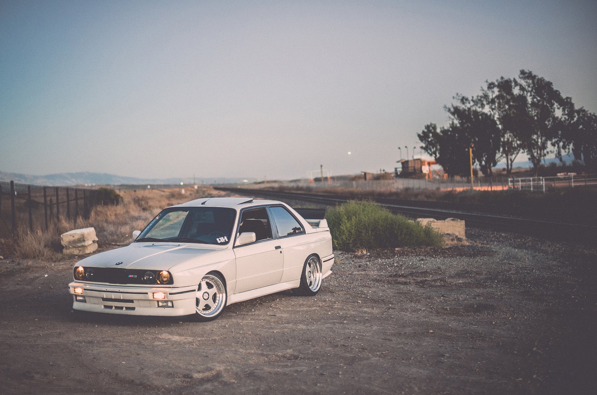 bmw e30 m3 tuning white stance road