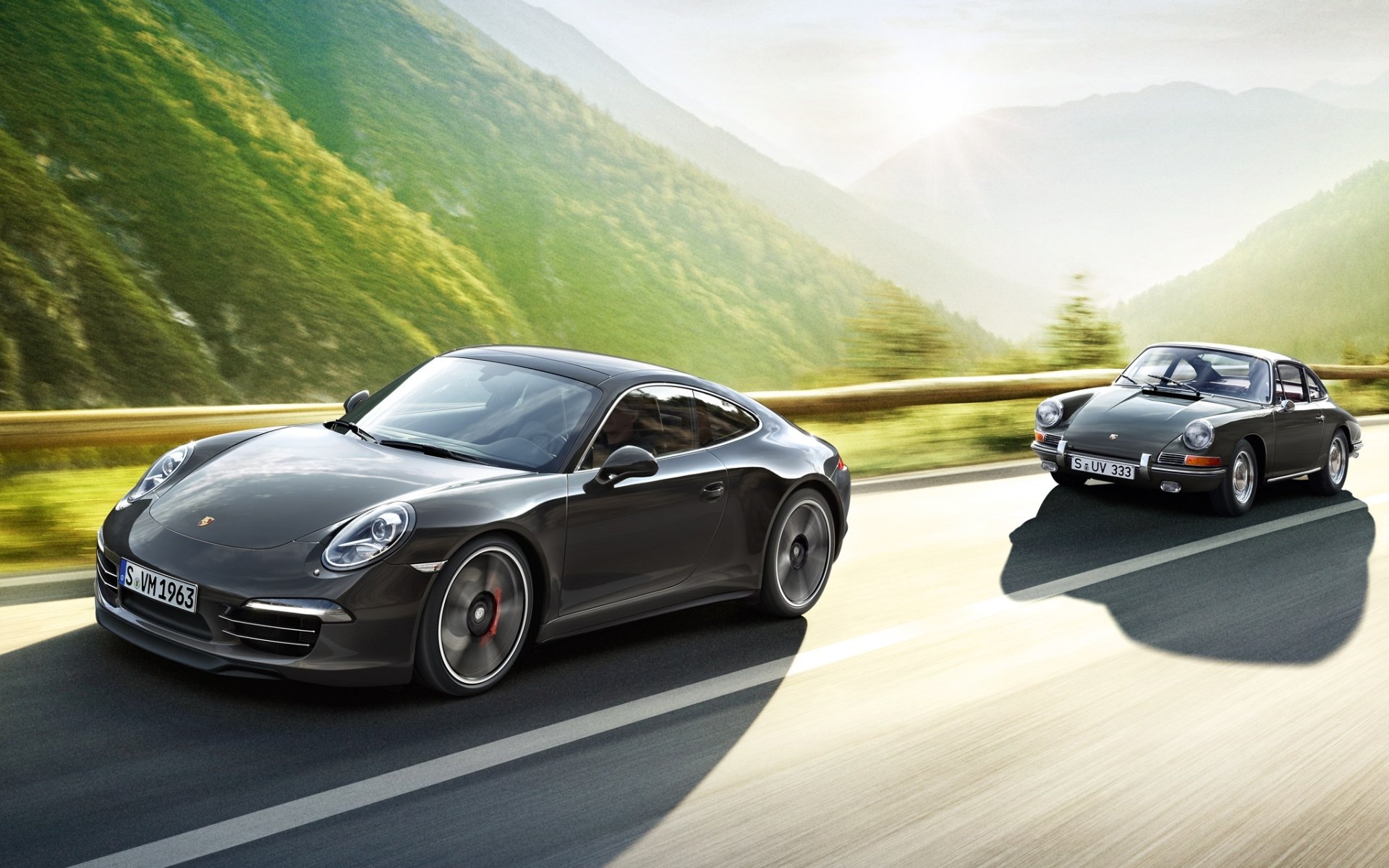 porsche 911 porsche alt und neu front hintergrund